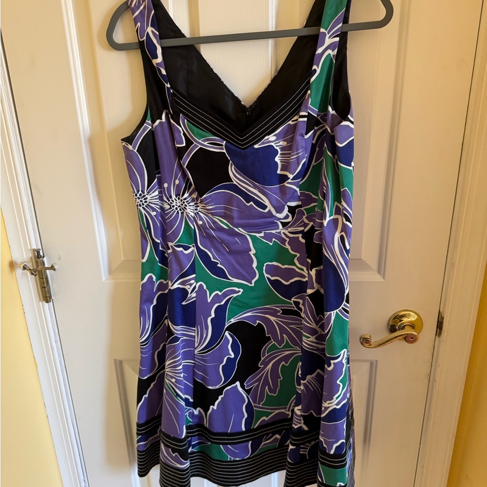 Floral Print Dress in Purple and Green